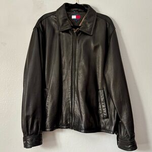 Men’s Vintage 90’s Tommy Hilfiger  Black LeatherJacket size L